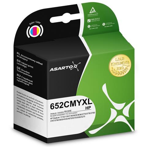 Zamiennik HP 652 CMYXL | F6V24AE | 400 str. | color tusz marki Asarto do 1115 2315 2135 3635 3835 4535