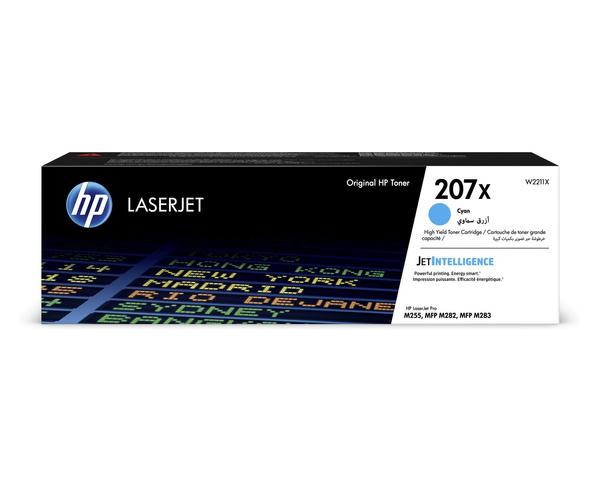 Oryginalny Toner HP 207X W2211X 2.4k Cyan do HP Color LaserJet Pro M255dw/M255nw/M282nw/M283cdw/M283fdn/M283fdw