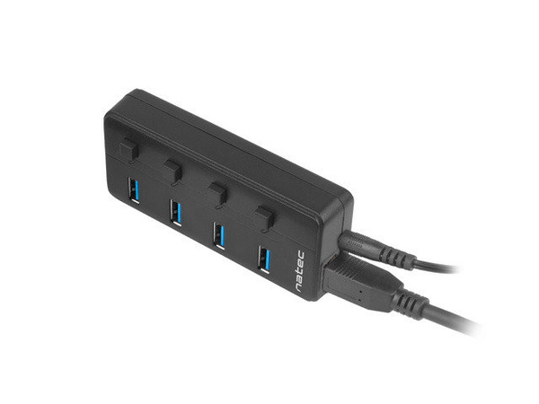 HUB USB Natec Mantis 2 4 x USB 3.0 z włącznikiem z zasilaczem