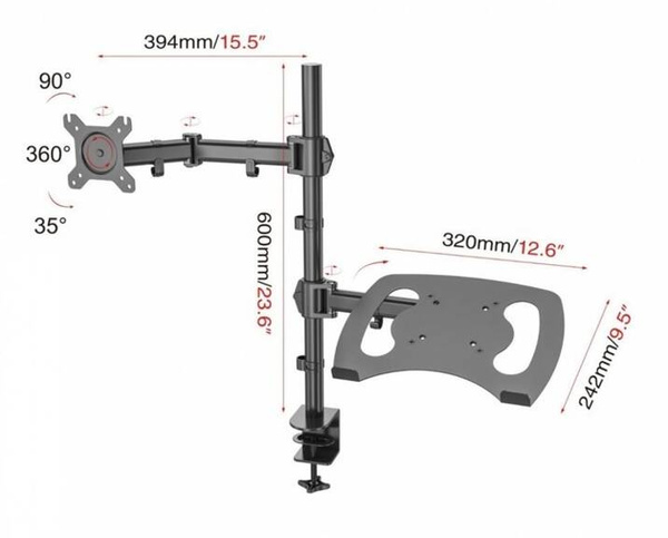 Biurkowy uchwyt, wieszak do dwóch monitorów 17-27” 7kg VX-07