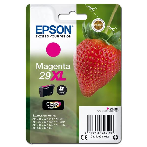 Oryginalny Tusz 29XL do Epson 6.4 ml Magenta do Epson XP-235/XP-245/XP-247/ XP-255/XP-257/XP-332/XP-335/ XP-342/XP-345/XP-352/XP-355/ XP-432/XP-435/XP-442/ XP-445/XP-452/XP-455