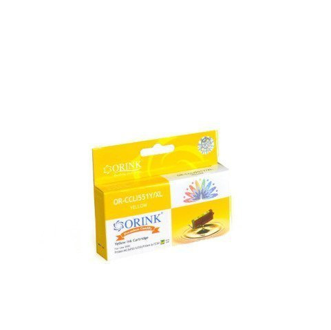 Zgodny z Canon CLI551XL Y 12ml Yellow tusz marki Orink do Canon iP7250/iP8750/iX6850/MG5450/ MG5550/MG5650/MG6350/MG6450/ MG6650/MG7150/MG7550/ MX725/ MX925