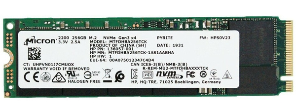 Dysk SSD NVMe / Micron 2200 / 256 GB / M.2 PCIe 3.0