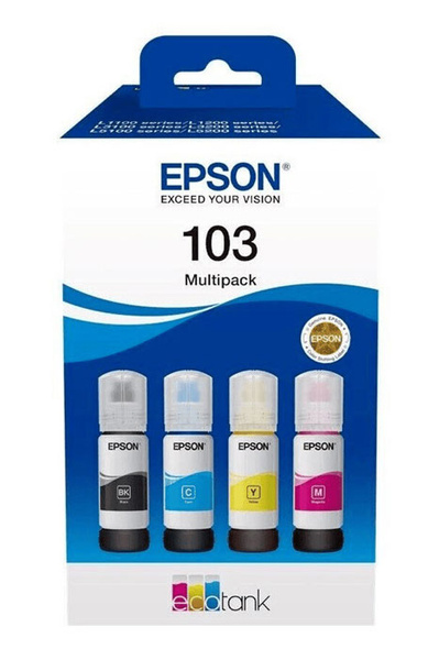 Oryginalny Tusz w butelce CMYK Epson 103 (T00S6, C13T00S64A) do Epson EcoTank L3110/L3111/L3150/ L3151/L3156/L1110/ L1250/L3251/L3250/ L3160/L3210/L3211/ L3266/L3230/L3231