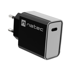 Ładowarka sieciowa Natec RIBERA 20W | 5-12V | 1.66-3A | 1 x USB Typu C PD | Czarna