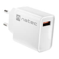 Ładowarka sieciowa Natec RIBERA 18W | 5-12V | 1.5-3A | 1 x USB QC 3.0 | Biała