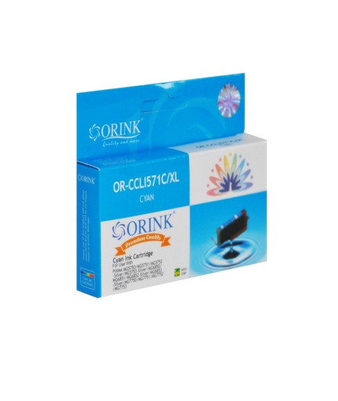 ORINK Tusz CLI571XLC do drukarek Canon Pixma MG5750 / MG6850 / MG7750 / CLI571C | Cyan | 12ml.