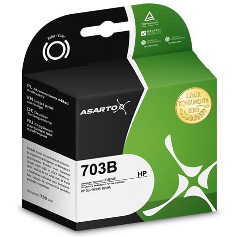 Zamiennik HP 703 CD887AE 730 str. black tusz marki Asarto do HP D730 F735 K109 K510