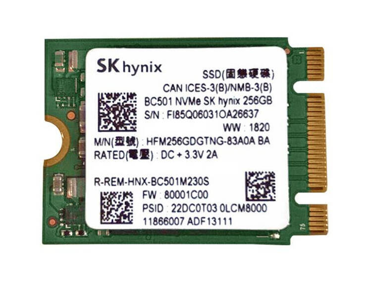 Dysk SSD NVMe / SK Hynix BC501 / 256 GB / M.2 2230 PCIe 3.0