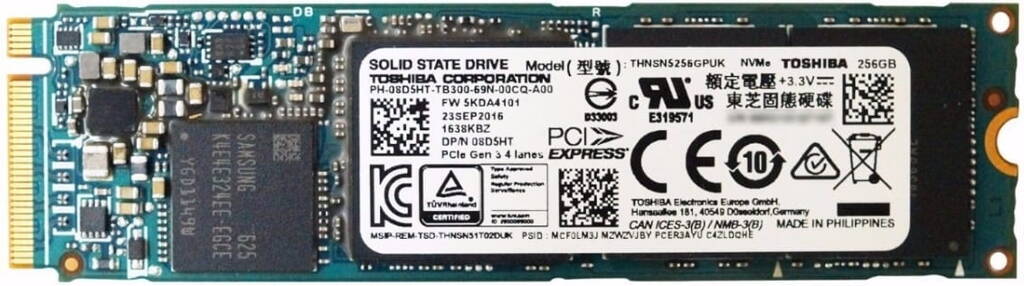 Dysk SSD NVMe / Toshiba THNSN5256GPUK / 256 GB / M.2 PCIe 3.0