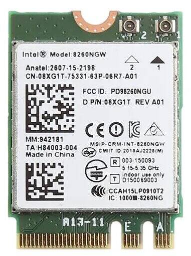 Karta sieciowa bezprzewodowa Intel 8260NGW M.2 do Dell Wi-Fi 5 867 Mb/s