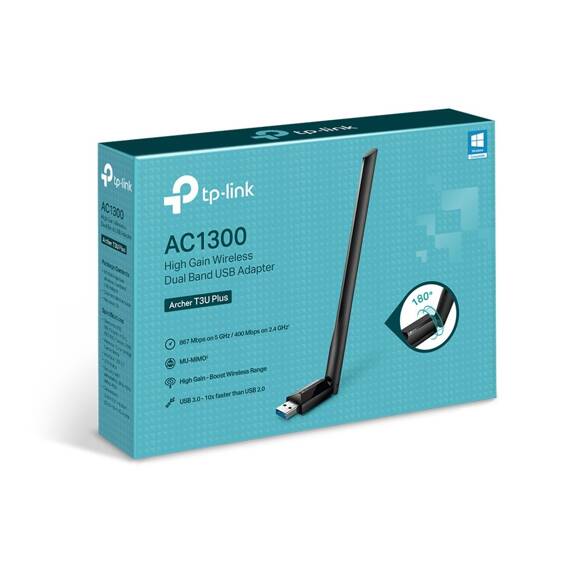 Karta sieciowa bezprzewodowa USB-A TP-LINK Archer T3U Plus AC1300 Wi-Fi 5 867 Mb/s