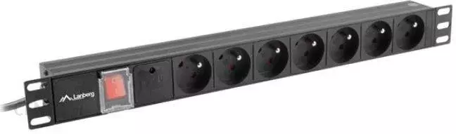 Listwa zasilająca do szafy RACK 1U  Lanberg 2 m / 7 gniazd / PDU-07E-0200-BK / z wyłącznikiem