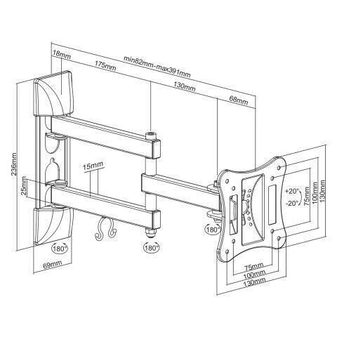 Maclean Uchwyt do monitora lub telewizora 13-27" 15 kg uniwersalny MC-719 czarny, max vesa 100x100