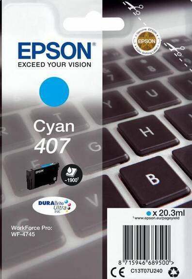 Oryginalny Tusz 407 do Epson 20.3 ml Cyan 