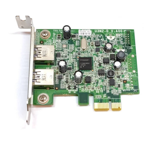 Poleasingowy kontroler 2 x USB 3.0 / Dell U3N2-D 0FWGJ8 / PCI-e x1 / niski profil