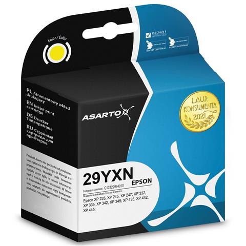 Zamiennik Epson 29 YXN T2994 | C13T29944012 | 450 str. | yellow marki Asarto do XP245 XP235 XP332 XP432