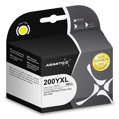 Zgodny Tusz Asarto EOL AS-L200YXN zamiennik Lexmark 200YXN | 14L0177E | 1600 str. | yellow