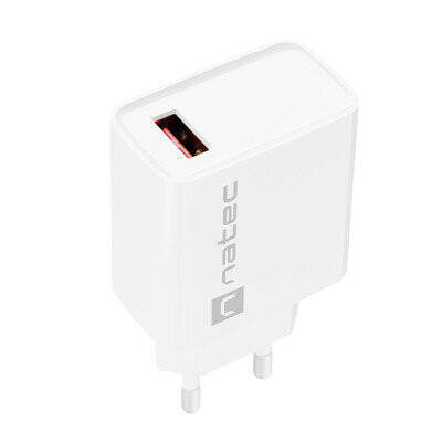 Ładowarka sieciowa Natec RIBERA 18W | 5-12V | 1.5-3A | 1 x USB QC 3.0 | Biała