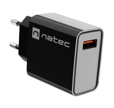 Natec RIBERA 18W | 5-12V | 1.5-3A | 1 x USB QC 3.0 | Czarna