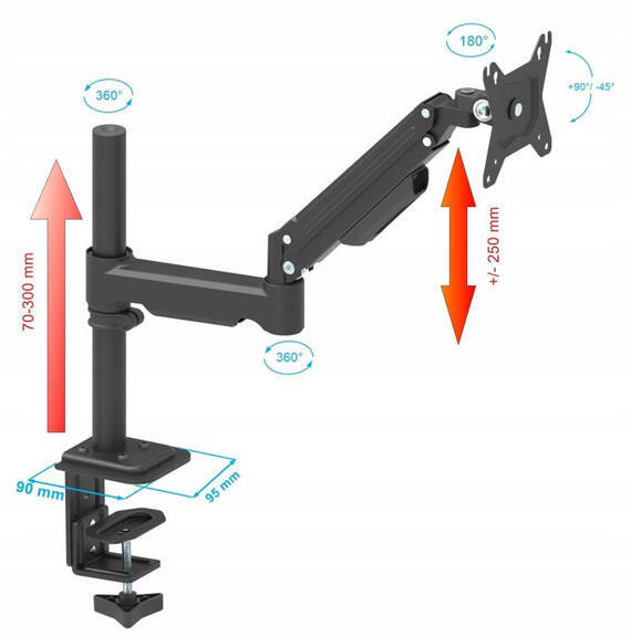 Obrotowy uchwyt do monitora VX-091 10-32" 10kg