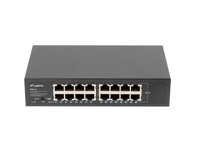 Switch LANBERG RSGE-16 / 16 portów / 1 Gbps / Gigabit Ethernet / rack 10''/19''